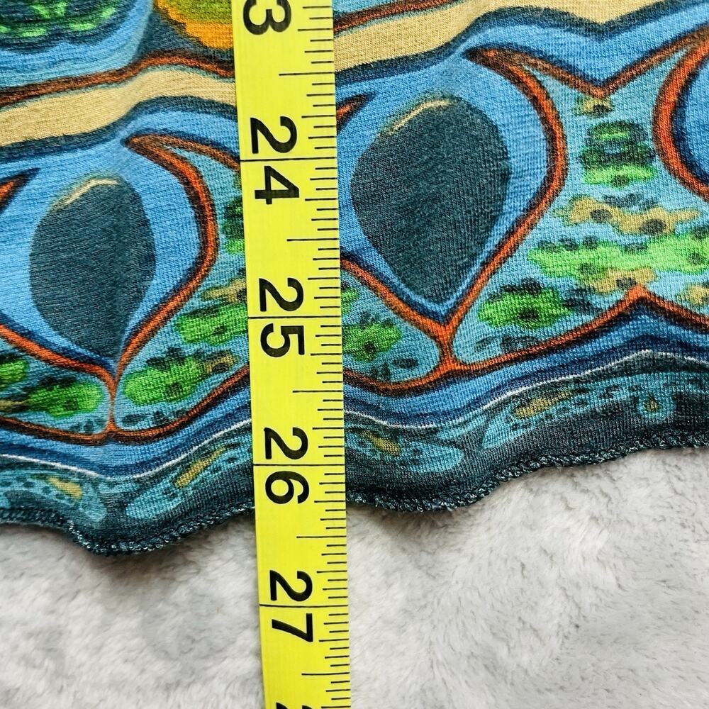 Casual Living Sequined Boho Top Womens L Blue Green Gold 3/4 Sleeve Scoop‎ Neck - Picture 8 of 8